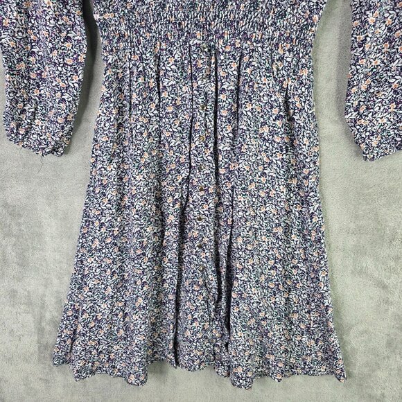 Womens Indigo Rose Multicolor Floral Dress V Neck Long Sleeve 100% Rayon Size XL - Picture 4 of 10